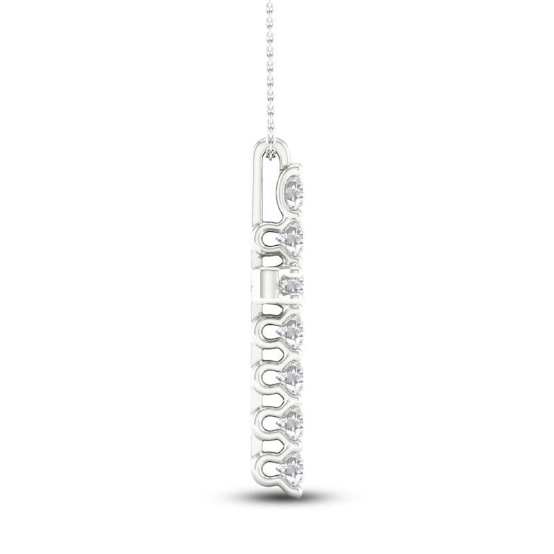 Main Image 3 of Lab-Grown Diamond Cross Necklace 1 ct tw 14K White Gold 18"