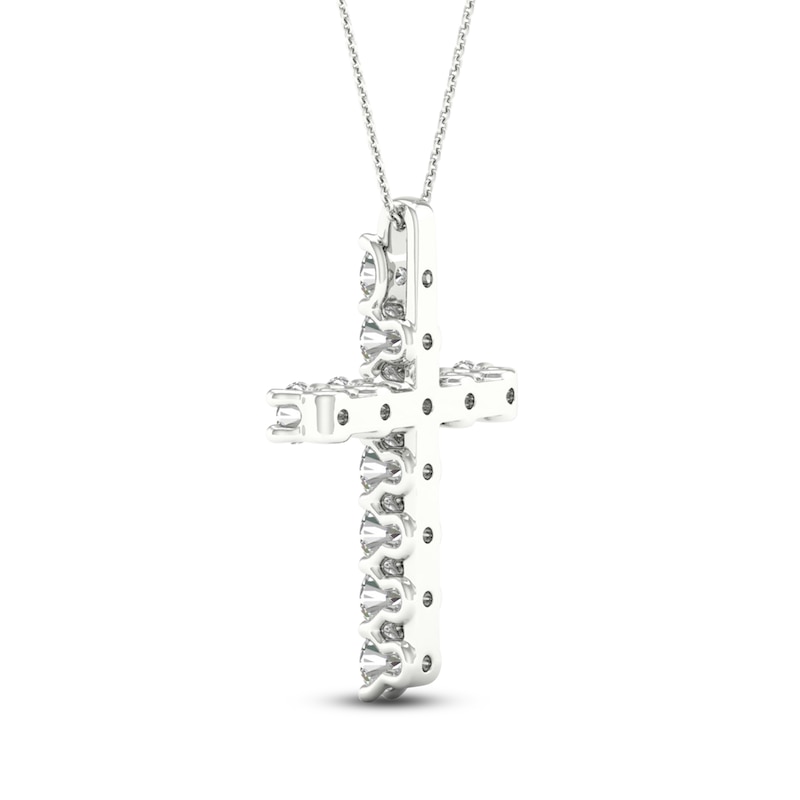 Main Image 4 of Lab-Grown Diamond Cross Necklace 1 ct tw 14K White Gold 18"