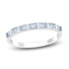Thumbnail Image 1 of Baguette-Cut Natural Aquamarine Stackable Ring 10K White Gold
