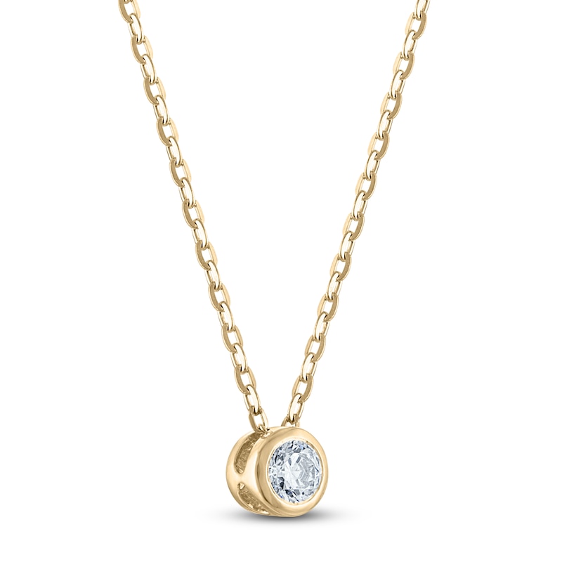 Main Image 2 of Certified Diamond Solitaire Necklace 1/10 ct tw 14K Yellow Gold (I/I1) 18"