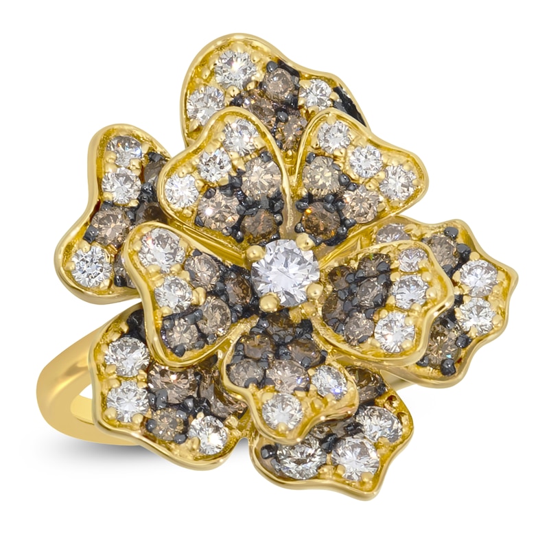 Main Image 1 of Le Vian Diamond Flower Ring 1-3/4 ct tw 14K Honey Gold