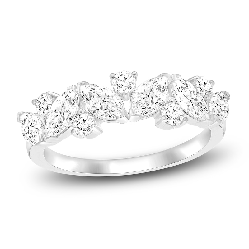 Main Image 1 of Marquise & Round-Cut Lab-Grown Diamond Ring 1-1/2 ct tw 14K White Gold