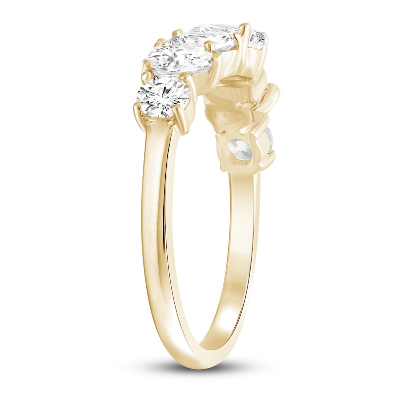 Main Image 2 of Pear, Emerald & Round-Cut Lab-Grown Diamond Contour Ring 1-1/2 ct tw 14K Yellow Gold