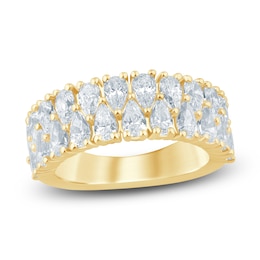 Pear-Shaped Lab-Grown Diamond Two-Row Anniversary Ring 2 ct tw 14K Yellow Gold