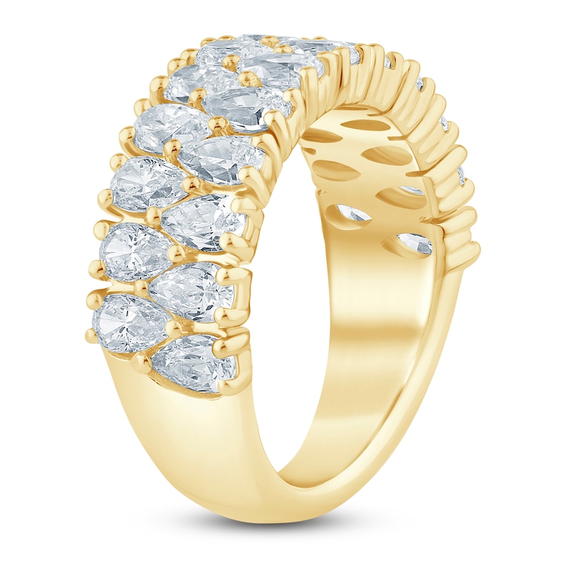Main Image 2 of Pear-Shaped Lab-Grown Diamond Two-Row Anniversary Ring 2 ct tw 14K Yellow Gold