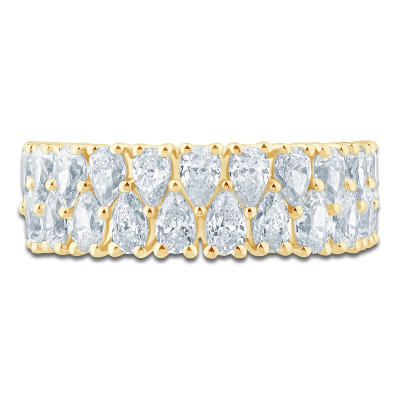 Main Image 3 of Pear-Shaped Lab-Grown Diamond Two-Row Anniversary Ring 2 ct tw 14K Yellow Gold