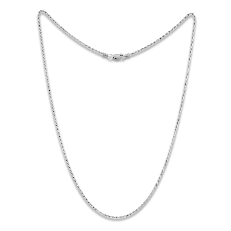 Main Image 4 of Solid Diamond-Cut Rope Chain Necklace 1.6mm Sterling Silver 20"