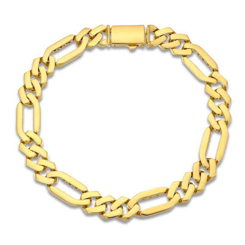 Main Image 1 of Semi-Solid Figaro Chain Bracelet 8mm 14K Yellow Gold 8.5"