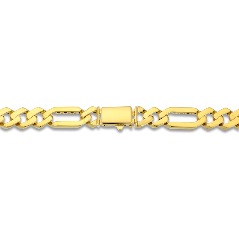 Main Image 2 of Semi-Solid Figaro Chain Bracelet 8mm 14K Yellow Gold 8.5"