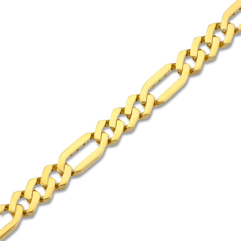 Main Image 3 of Semi-Solid Figaro Chain Bracelet 8mm 14K Yellow Gold 8.5"