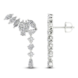 Marquise, Pear & Round-Cut Lab-Grown Diamond Climber Dangle Earrings 2-1/2 ct tw 14K White Gold