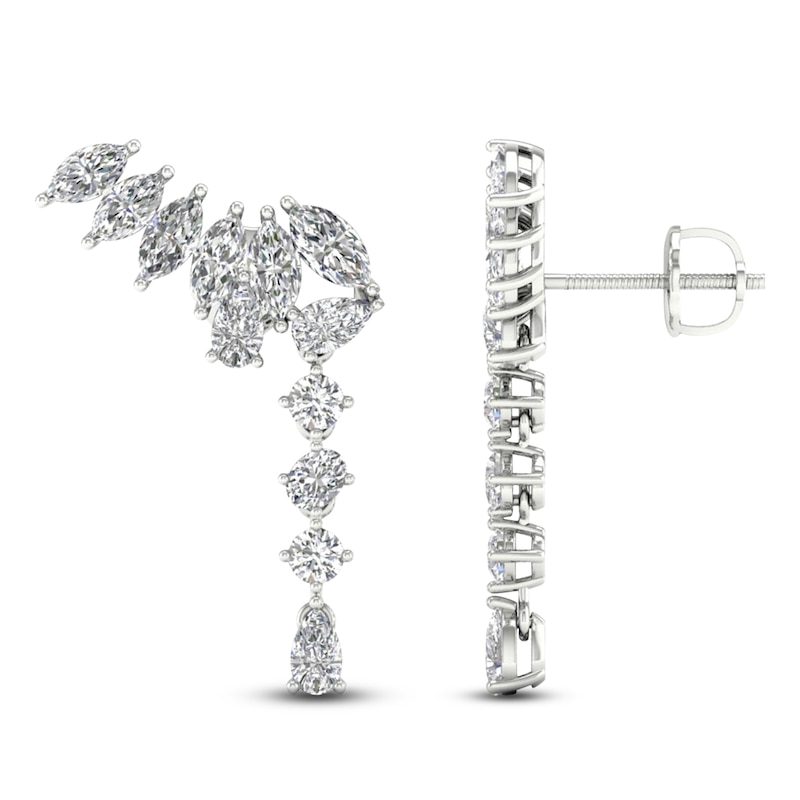 Main Image 1 of Marquise, Pear & Round-Cut Lab-Grown Diamond Climber Dangle Earrings 2-1/2 ct tw 14K White Gold