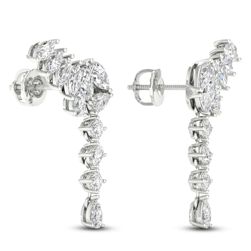 Main Image 2 of Marquise, Pear & Round-Cut Lab-Grown Diamond Climber Dangle Earrings 2-1/2 ct tw 14K White Gold