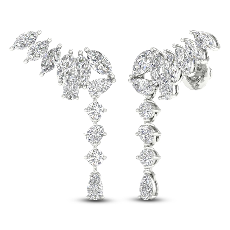 Main Image 3 of Marquise, Pear & Round-Cut Lab-Grown Diamond Climber Dangle Earrings 2-1/2 ct tw 14K White Gold