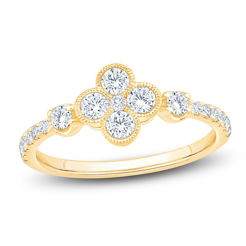 Main Image 1 of Diamond Clover Ring 5/8 ct tw 10K Yellow Gold