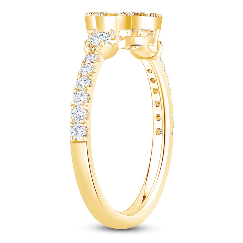 Main Image 2 of Diamond Clover Ring 5/8 ct tw 10K Yellow Gold