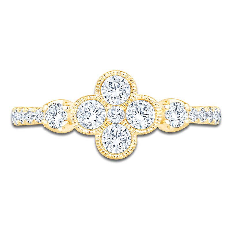 Main Image 3 of Diamond Clover Ring 5/8 ct tw 10K Yellow Gold