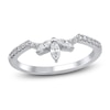 Thumbnail Image 1 of Certified Marquise & Round-Cut Diamond Anniversary Ring 1/3 ct tw 14K White Gold