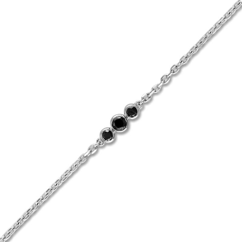 Main Image 2 of Black Diamond Bezel-Set Trios Bracelet 1/2 ct tw Sterling Silver 7"