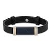 Thumbnail Image 1 of Forged by Jared Men's Leather Bracelet with Sterling Silver, Blue Ion-Plated Damascus Steel & 18K Yellow Gold 8.5"