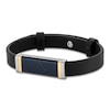 Thumbnail Image 4 of Forged by Jared Men's Leather Bracelet with Sterling Silver, Blue Ion-Plated Damascus Steel & 18K Yellow Gold 8.5"