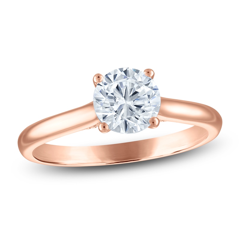 Main Image 1 of Round-Cut Lab-Grown Diamond Solitaire Plus Engagement Ring 1 ct tw 18K Rose Gold (VS2/F)