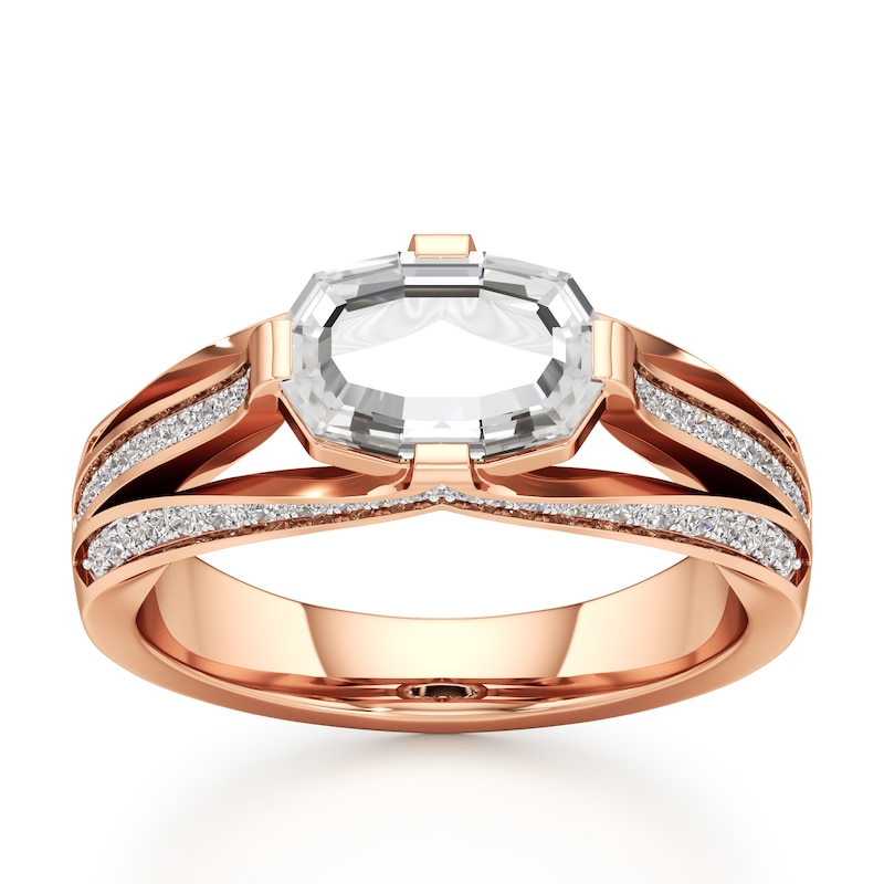 Main Image 1 of J'Lure Lab-Created Diamond Oval Portrait-Cut Engagement Ring 1-3/8 ct tw 18K Rose Gold