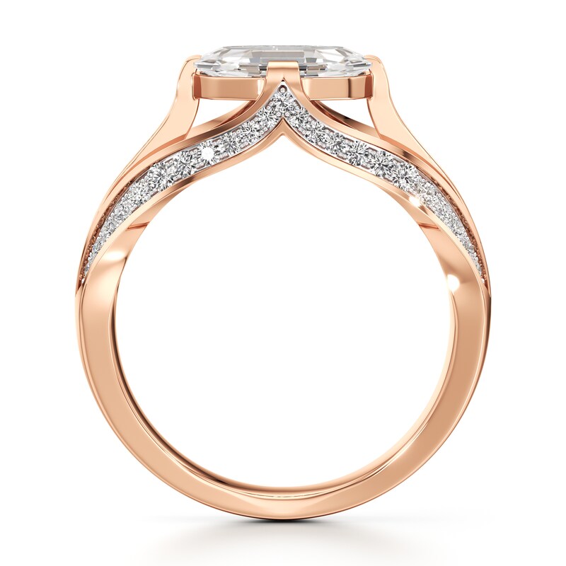 Main Image 2 of J'Lure Lab-Created Diamond Oval Portrait-Cut Engagement Ring 1-3/8 ct tw 18K Rose Gold