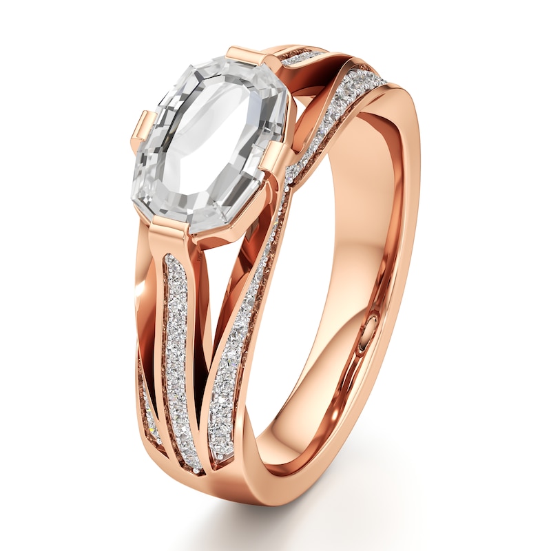 Main Image 4 of J'Lure Lab-Created Diamond Oval Portrait-Cut Engagement Ring 1-3/8 ct tw 18K Rose Gold