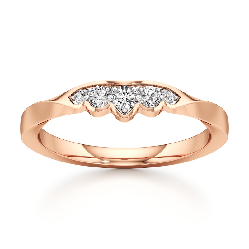 Main Image 1 of J'Lure Lab-Grown Diamond Scalloped Wedding Band 1/8 ct tw 18K Rose Gold