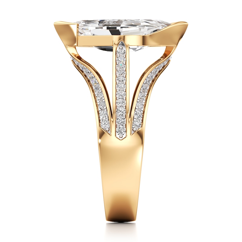 Main Image 3 of J'Lure Lab-Grown Diamond Leaf Step-Cut Engagement Ring 3-1/2 ct tw 18K Yellow Gold