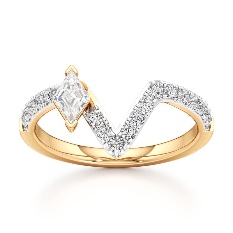 Main Image 1 of J'Lure Lozenge Step-Cut Lab-Grown Diamond Contour Wedding Band 1/2 ct tw 18K Yellow Gold