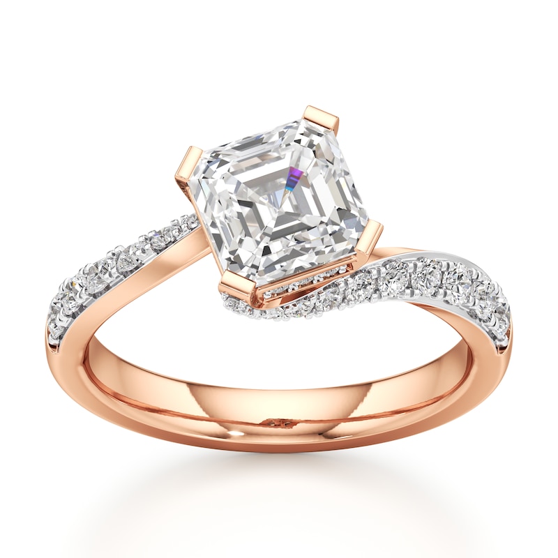 Main Image 1 of J'Lure Square-Emerald Step-Cut Lab-Grown Diamond Bypass Engagement Ring 2-3/8 ct tw 18K Rose Gold
