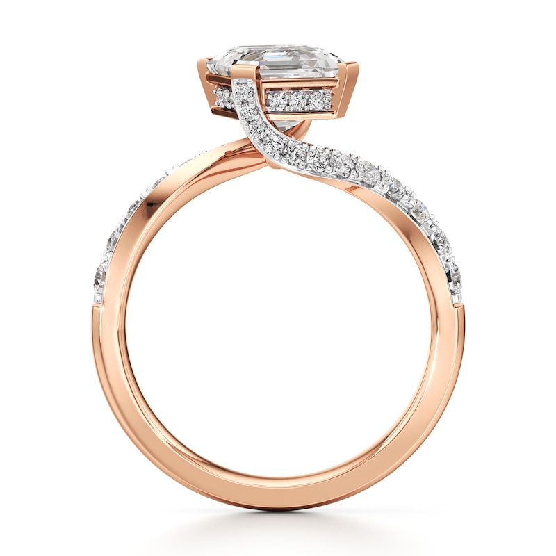 Main Image 2 of J'Lure Square-Emerald Step-Cut Lab-Grown Diamond Bypass Engagement Ring 2-3/8 ct tw 18K Rose Gold