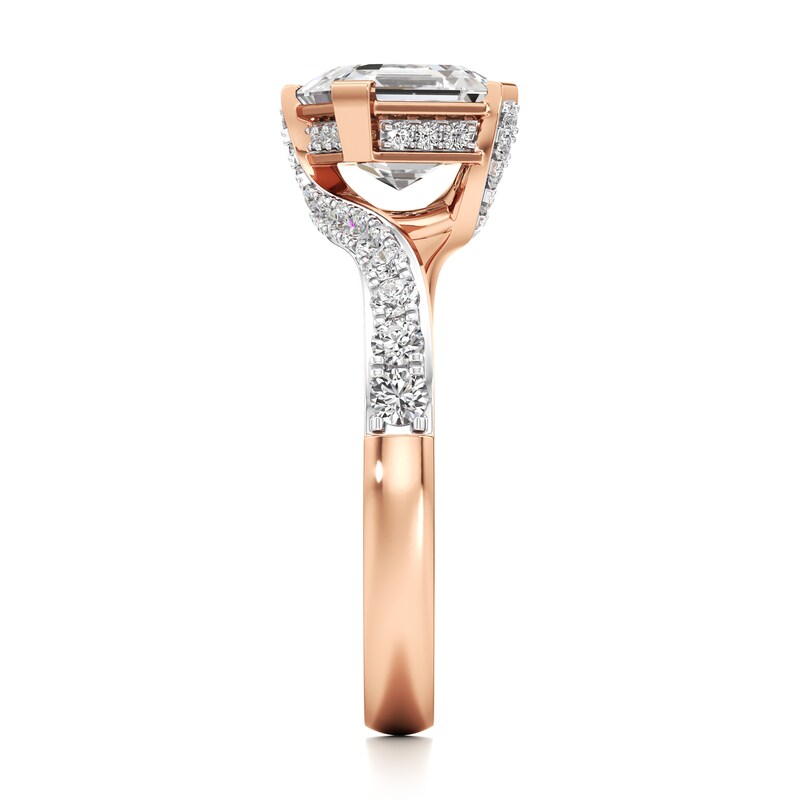 Main Image 3 of J'Lure Square-Emerald Step-Cut Lab-Grown Diamond Bypass Engagement Ring 2-3/8 ct tw 18K Rose Gold