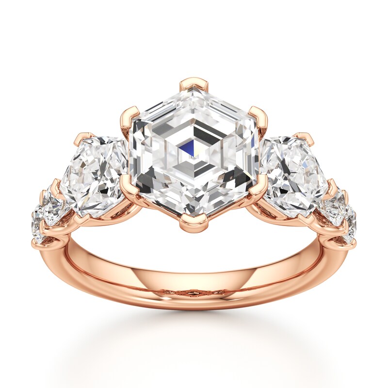 Main Image 1 of J'Lure Hexagon Step-Cut Lab-Grown Diamond Engagement Ring 4-3/4 ct tw 18K Rose Gold