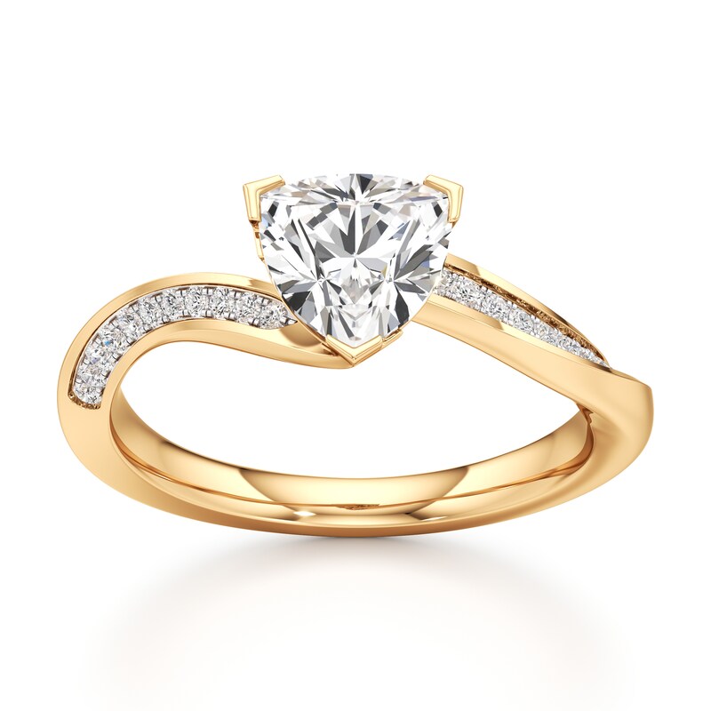 Main Image 1 of J'Lure Trillion Curved Brilliant-Cut Lab-Grown Diamond Bypass Engagement Ring 1-1/8 ct tw 18K Yellow Gold