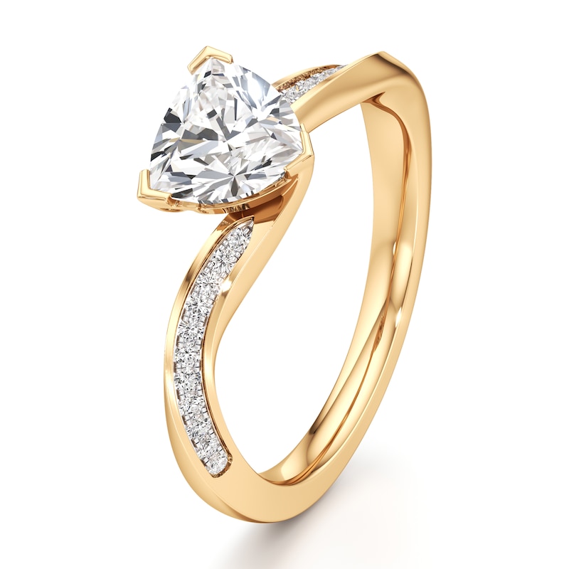 Main Image 4 of J'Lure Trillion Curved Brilliant-Cut Lab-Grown Diamond Bypass Engagement Ring 1-1/8 ct tw 18K Yellow Gold