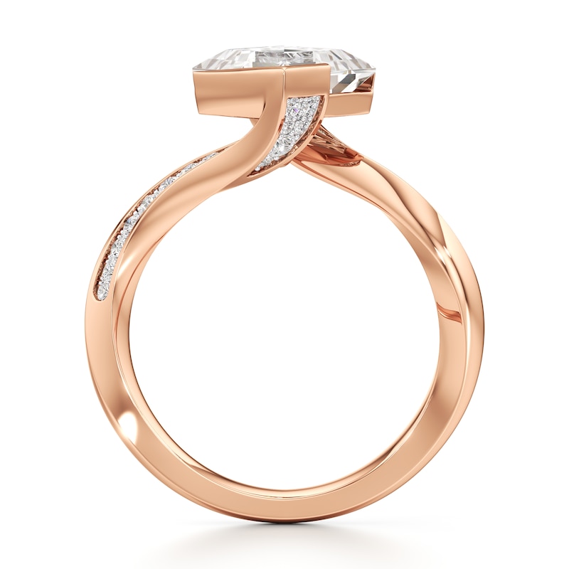 Main Image 2 of J'Lure Carre Step-Cut Lab-Grown Diamond Bypass Engagement Ring 2-1/4 ct tw 18K Rose Gold
