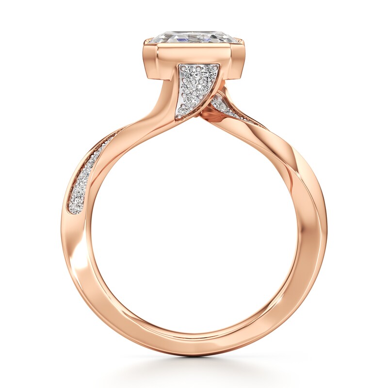 Main Image 2 of J'Lure Square-Emerald Step-Cut Lab-Created Diamond Bypass Engagement Ring 3-1/4 ct tw 18K Rose Gold