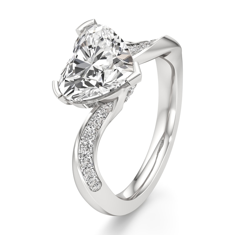 Main Image 4 of J'Lure Heart Brilliant-Cut Lab-Grown Diamond Bypass Engagement Ring 3-1/4 ct tw 18K White Gold