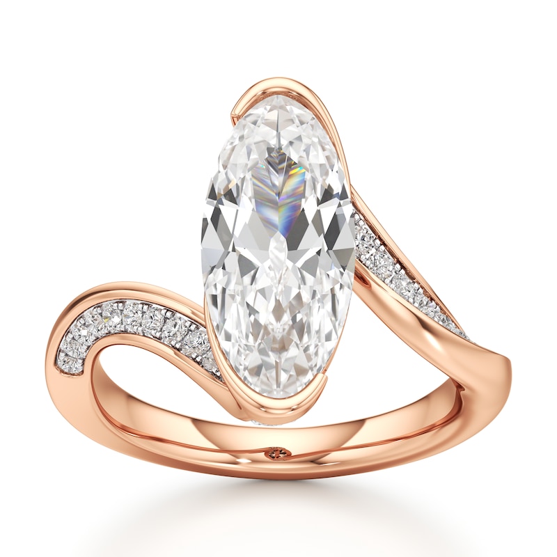 Main Image 1 of J'Lure Moval Old-Cut Lab-Grown Diamond Bypass Engagement Ring 3-1/3 ct tw 18K Rose Gold
