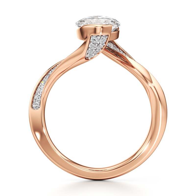 Main Image 2 of J'Lure Moval Old-Cut Lab-Grown Diamond Bypass Engagement Ring 3-1/3 ct tw 18K Rose Gold