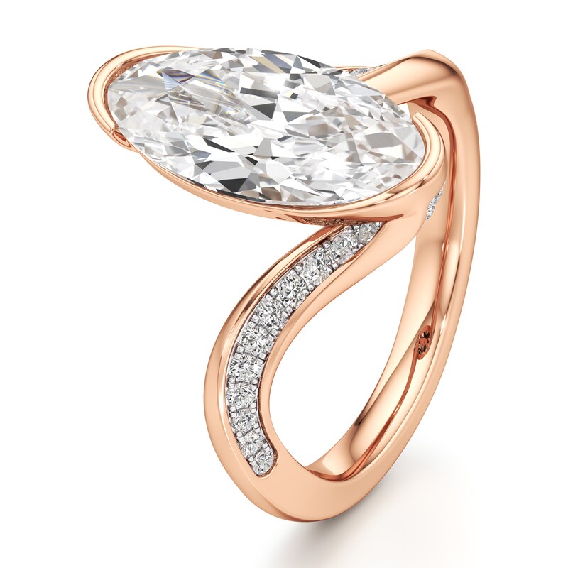 Main Image 4 of J'Lure Moval Old-Cut Lab-Grown Diamond Bypass Engagement Ring 3-1/3 ct tw 18K Rose Gold