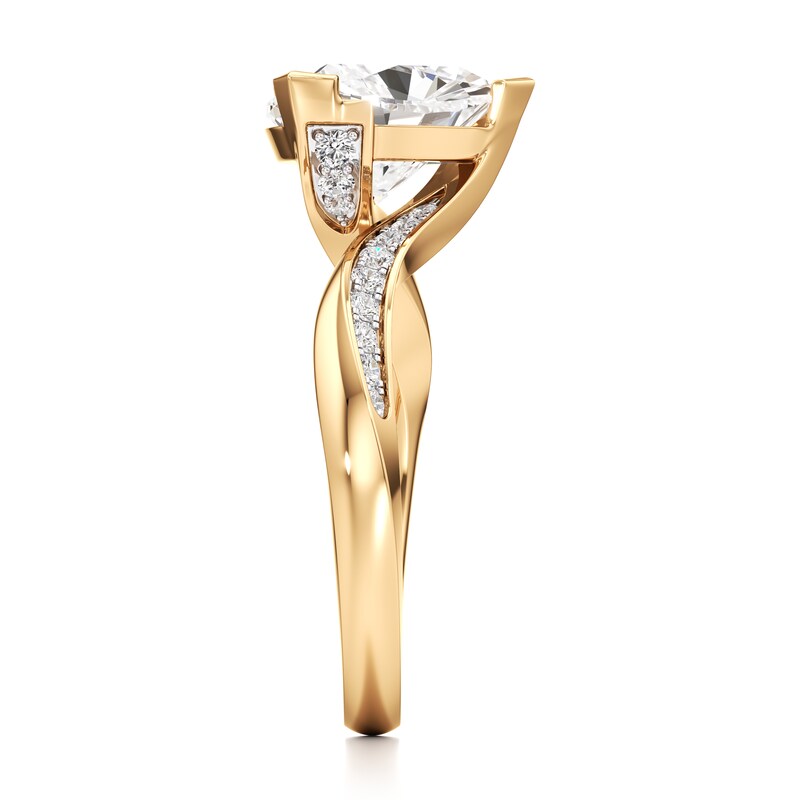 Main Image 3 of J'Lure Trillion Curved Brilliant-Cut Lab-Grown Diamond Bypass Engagement Ring 3-1/5 ct tw 18K Yellow Gold