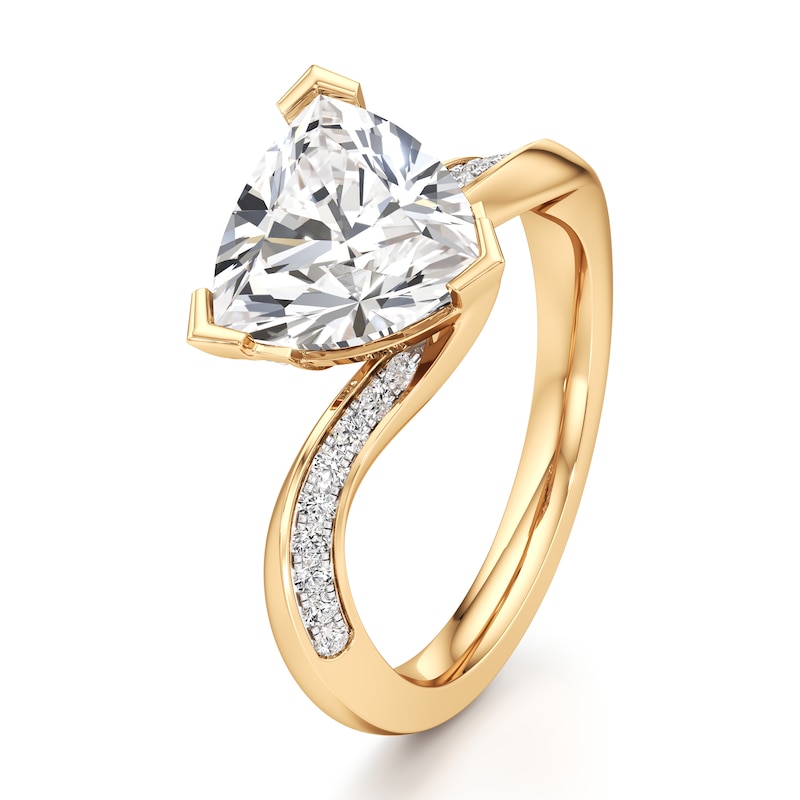 Main Image 4 of J'Lure Trillion Curved Brilliant-Cut Lab-Grown Diamond Bypass Engagement Ring 3-1/5 ct tw 18K Yellow Gold
