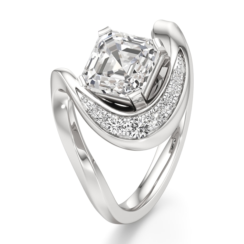 Main Image 4 of J'Lure Square-Emerald Step-Cut Lab-Grown Diamond Engagement Ring 2 ct tw 18K White Gold