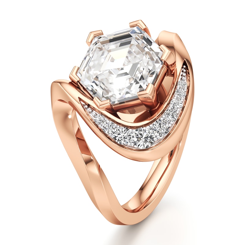 Main Image 4 of J'Lure Hexagon Step-Cut Lab-Grown Diamond Engagement Ring 3 ct tw 18K Rose Gold