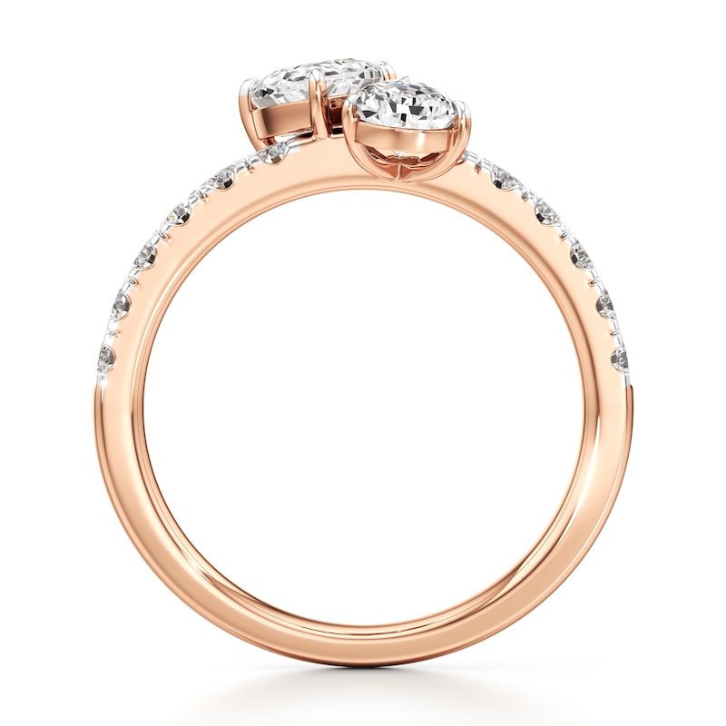 Main Image 2 of J'Lure Pear Step-Cut Two-Stone Lab-Created Diamond Engagement Ring 1-7/8 ct tw 18K Rose Gold
