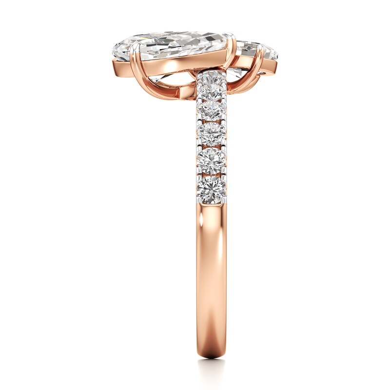 Main Image 3 of J'Lure Pear Step-Cut Two-Stone Lab-Created Diamond Engagement Ring 1-7/8 ct tw 18K Rose Gold